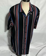 Shaquille XLG Big/Tall Mens Black / Brown Multi Striped SS Button2XLT, 3XLT, 4XL