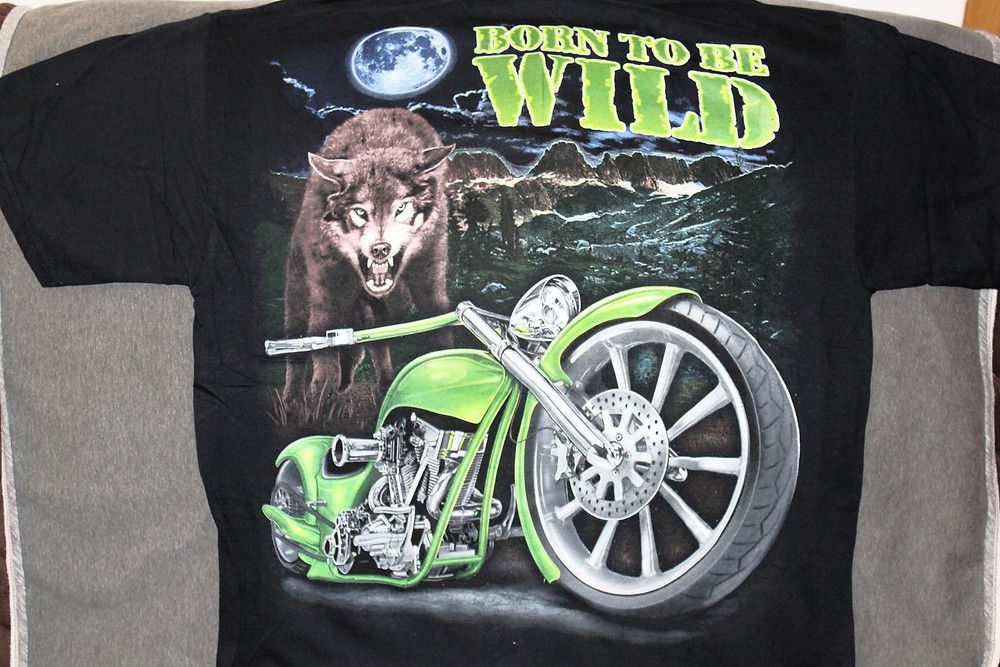 MOTORCYCLE WOLF MOON BIKER BORN TO BE WILD BIKE T-SHIRT SHIRT