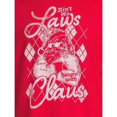 HOLIDAY TIME MEN’S HANGING WITH CLAUS GRAPHIC T-SHIRT RED L (42-44) NWT [CHR24]