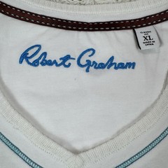 Robert Graham Classic Fit V Neck T-Shirt Men’s Size XL White Knit Supima Cotton