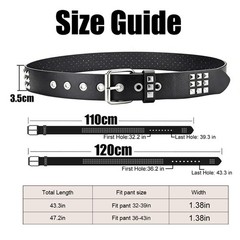 Mens Studded Belts with Pant Chain Pyramid Rivets Studs Y2K Leather Waist Bel…