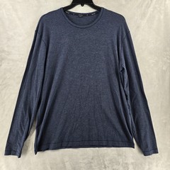 Public Rec Go To Long Sleeve Crewneck Shirt Heather Navy Pima Cotton Size 2XL