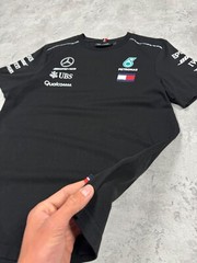 Mercedes AMG Petronas F1 Black Short Sleeve Big Logo T-Shirt Size S