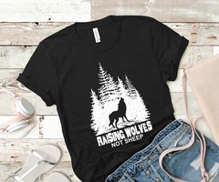 Messy Buns and Loaded Guns Raising Wolves Not Sheep T-Shirt Trump Shirt Mom Tee
