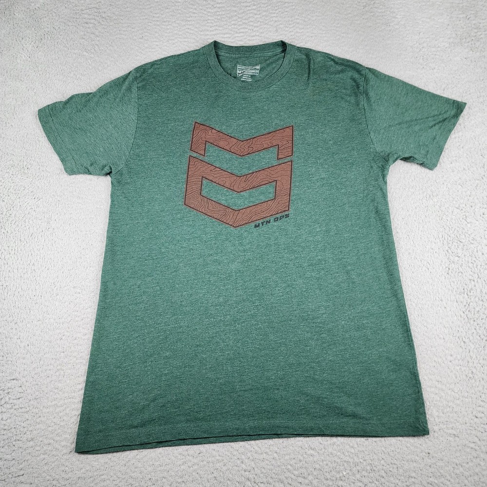 MTN OPS Shirt Mens Large Green Short Sleeve Graphic Tee Casual Outdoors