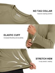 Mens Long Sleeve UPF50+ Shirts Sun Protection Athletic Shirt Quick Dry Workout T