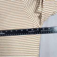 Zara Man Denim Couture Striped Long Sleeve Knit Top Tan Cream Button Shoulder L