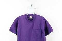 Vintage 90s Streetwear Mens Medium Faded Blank Pocket T-Shirt Purple Cotton USA