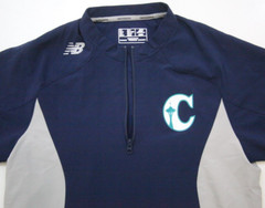 Small Short Sleeve Blue New Balance 1/4 Zip Pullover Poly Blend T-Shirt Top LL2