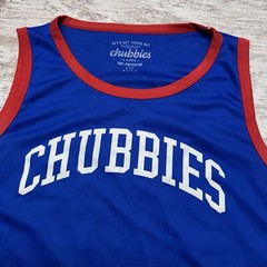 Chubbies Jersey Mens Large Red Blue Sleeveless Tank Top Casual Outdoors