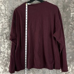 Vinci Pour L’Homme Size L Minimalist Pocket Casual T Shirt Burgundy Long Sleeve