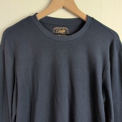 Jachs MFG Men’s XL Thermal Shirt Navy Blue Waffle Knit Crewneck Long Sleeve