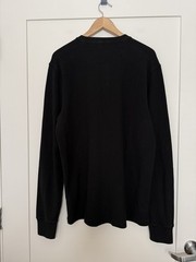NWT J Crew Oarsman Jacquard Rib-knit Henley Shirt Mens Sz L Black Preppy CL754
