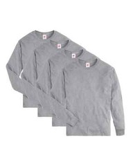 Hanes Essentials Men’s Cotton Long Sleeve T-Shirt, 4-Pack Light Steel Large