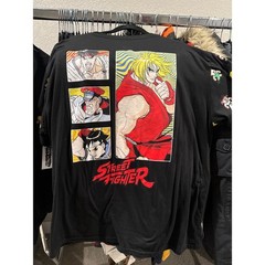 Capcom Street Fighter Mens 3XL Black T-Shirt 8-Bit Pixel Graphic Anime Ken Ryu