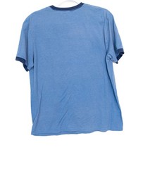 Vintage Blue Size M Mickey Mouse Graphic T-Shirt With Contrast Collar Mens