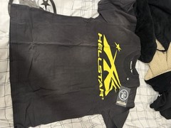 HELLSTAR Men’s Black Yellow Logo Graphic Print Tee Crew Neck Cotton Jersey M