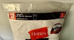 NEW Vintage Hanes Men’s Pack of 3 T-Shirts Crew Neck White Large 2002 Tagless