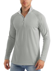 Mens Long Sleeve Shirt 1/4 Zip Sun Protection Shirts UPF 50+ Outdoor Hiking Tops