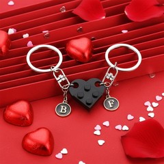 Matching Heart Keychains for Couples Boyfriend Girlfriend Cute Brick Couple K…