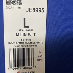 Adidas Mens Linear T-Shirt Team Royal Blue Cotton Graphic Logo print 2026 wc 10