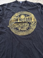 Tim McGraw Summer 2013 Black Sz Large Two Lanes of Freedom Concert Band T-shirt