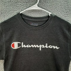 Champion Shirt Adult Small Gray Spell Out Logo Athleticwear Sports Casual Preppy