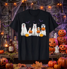 Dogs Ghost Pumpkins Spooky Dog Lover Gift T-Shirt