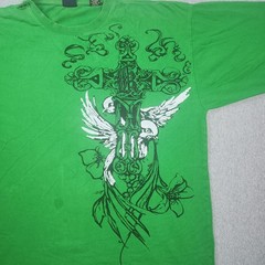 Karl Kani Gold Graphic T-Shirt Mens Large Green Fair Cross Dove Streetwear Tee