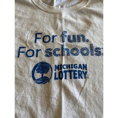 Michigan Lottery T-Shirt Mens LG White Fruit of the Loom HD Cotton Graphic Tee
