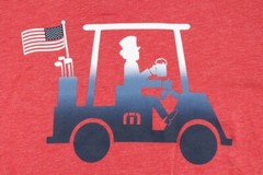NWT Travis Mathew Men’s Plege to Beer Golf Cart Uncle Sam Shirt sz Small