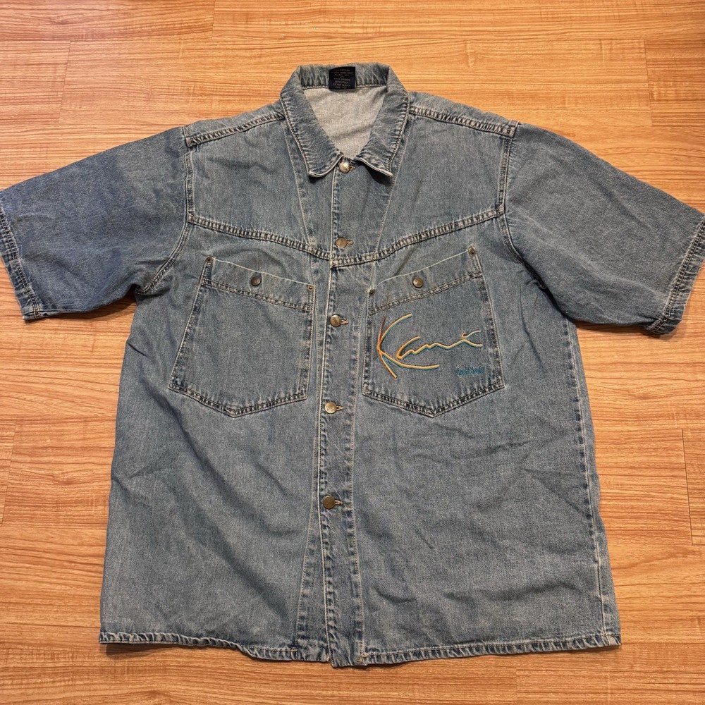 Vintage 90’s Karl Kani Jean Men’s Button Up Tee Shirt XL