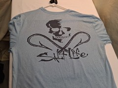 Salt Life SLX UVAPOR Long Sleeve T-shirt, Sz. Med Light Blue Poly/Spandex Blend