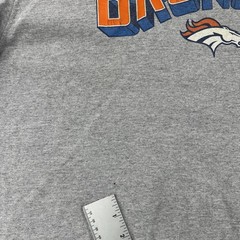 Reebok Adult Size Large Gray Ringer T Shirt NFL Denver Broncos Football Y2K Tee