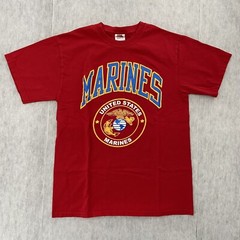 United States Marines Shirt Adult Medium Red Painted Logos Cotton Tee Mens M
