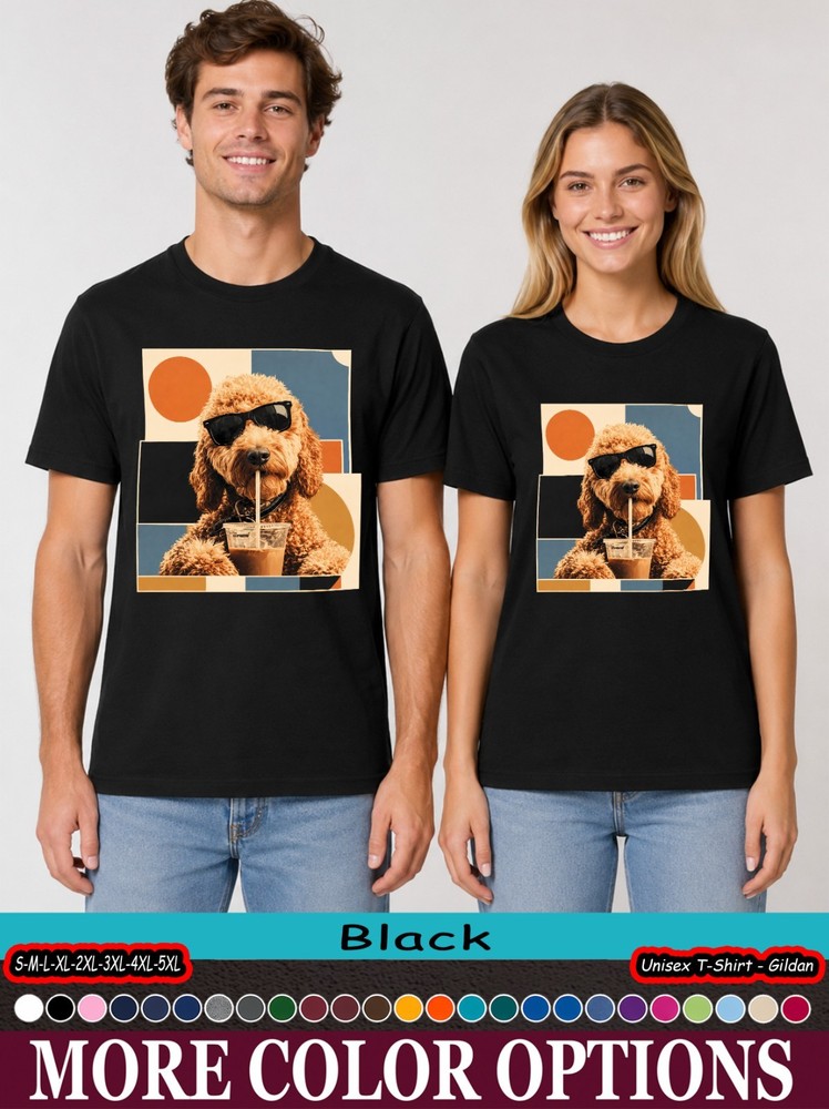 Goldendoodle Iced Coffee Shirt, Dog Sunglasses Pup Graphic Tee-tien