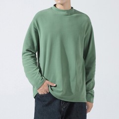 Spring Men Retro Half-Turtleneck Warm Long Sleeve Tee Solid Color T Shirt Tops