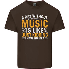 A Day Without Music Tekno Hip Hop Metal Mens Cotton T-Shirt Tee Top