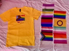 LGBTQ+ T-Shirt (Small) + 9 Pride Flags Bundle