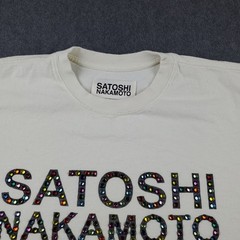 Satoshi Nakamoto STUDDED LOGO Jewels Distressed Oversized T-Shirt Men’s XL Beige