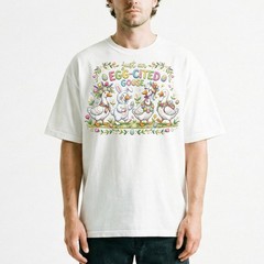 Egg Cited Goose Easter Duck Floral T-Shirt Spring Holiday Cute Animal Tee