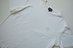 GIORGIO ARMANI ITALY MADE EMBROIDERED LOGO CLASSIC WHITE T SHIRT SZ 46
