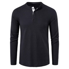 Zonbailon men’s T-shirt men’s Polo solid color bottomed shirt long sleeve