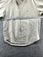 Ralph Lauren Button Up Shirt Mens Large Blake Fit Cotton Beige Pony