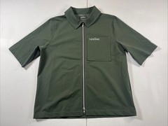 Tenore Zip Up Shirt Jacket Polo Short Sleeve Green Logo Pocket Men’s L
