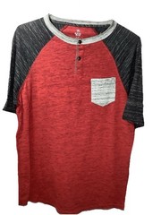 NEW Soft Henley Raglan Blue Mens Size Extra Large Cotton Blend Preppy College