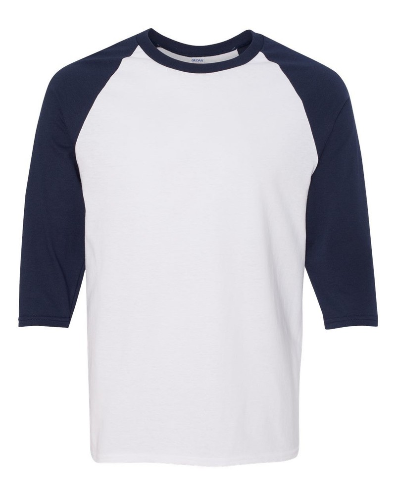 Gildan Adult Heavy Cotton Three-Quarter Raglan Sleeve Stylish Plain T Shirt M