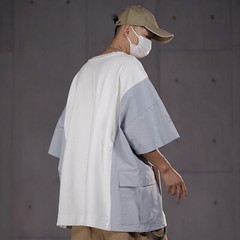 MFCT Men’s Patchwork I-tech Tee Pocket Streetwear Cargo T-shirt