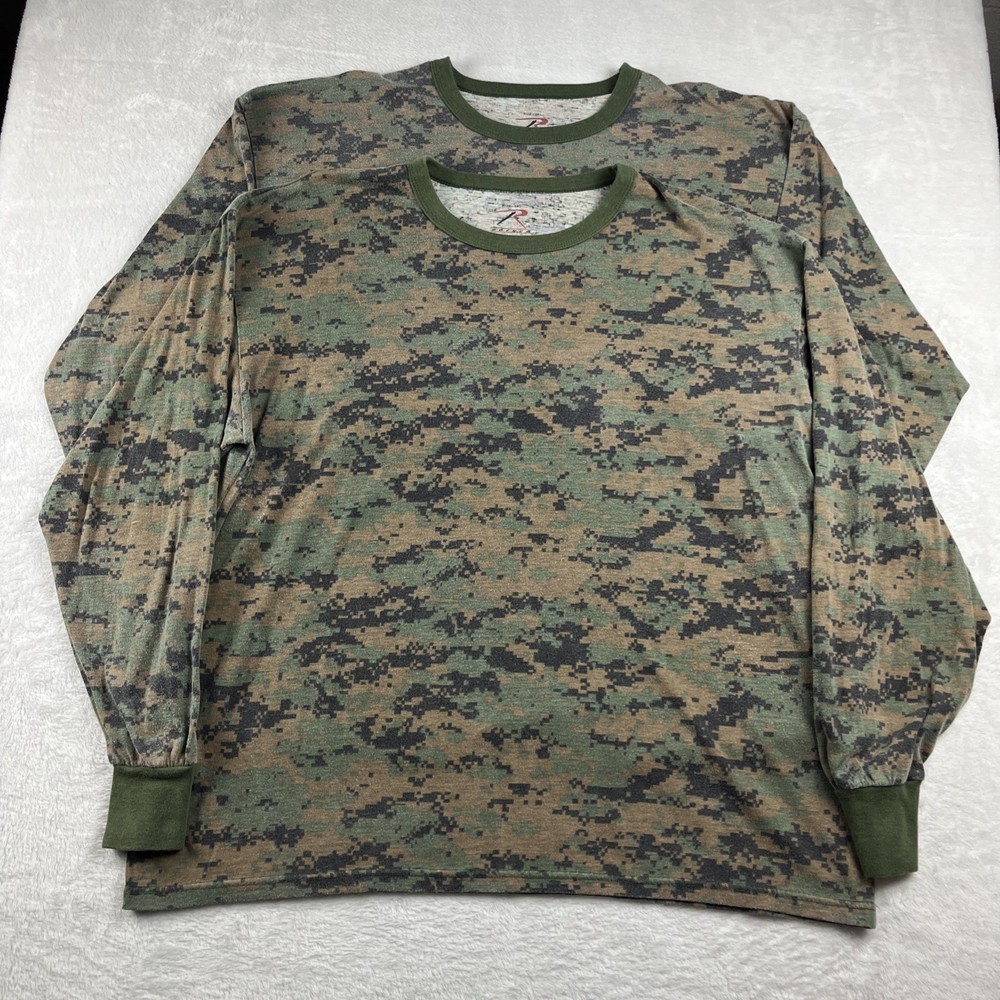 2 Rothco Woodland Digital Camo Shirt Men’s Size 2XL Long Sleeve Jersey 5496