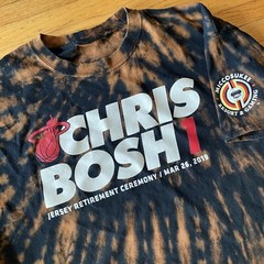 2019 Chris Bosh Mens T Shirt XL Black Bleach Acid Wash Miami Heat Jersey Retire